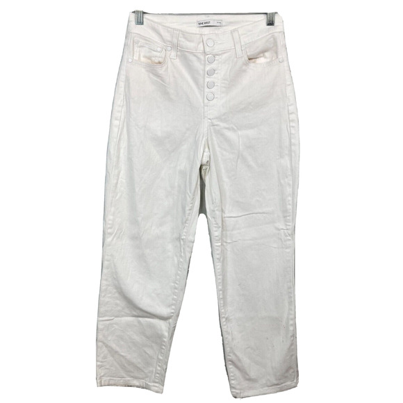 Nine West Pants Womens Sz 4 White‎ Straight Leg Button Fly Jeans Stretch Pockets - Picture 1 of 10